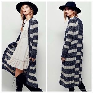 NWOT Free People Long Stripe Cardigan Sweater XS